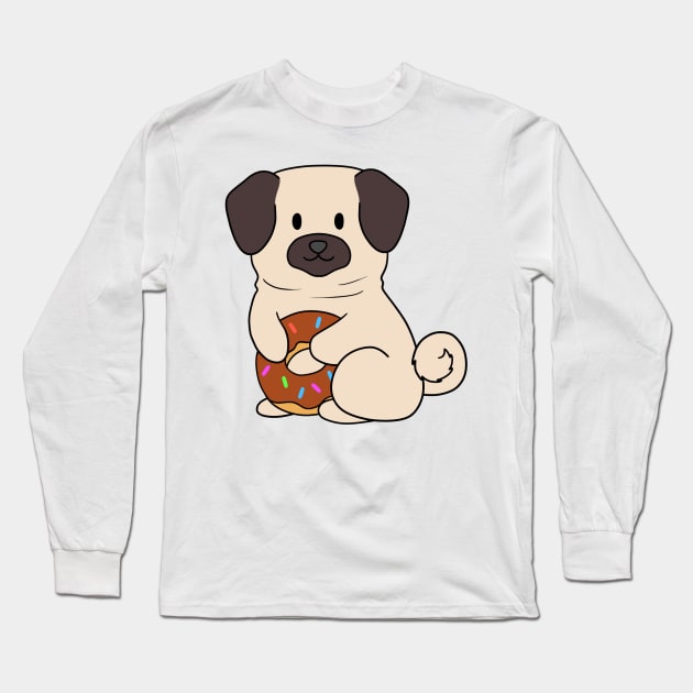 Chocolate Doughnut Pug Long Sleeve T-Shirt by BiscuitSnack